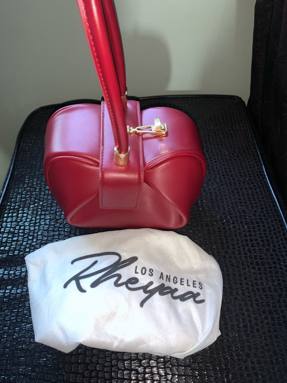 Red Structured Heart Satchel